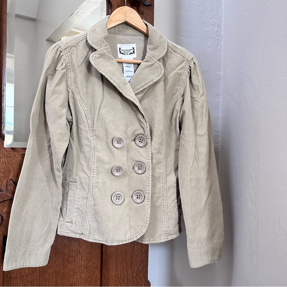 Levi's Signature Beige Cotton Corduroy Double Breasted Jacket